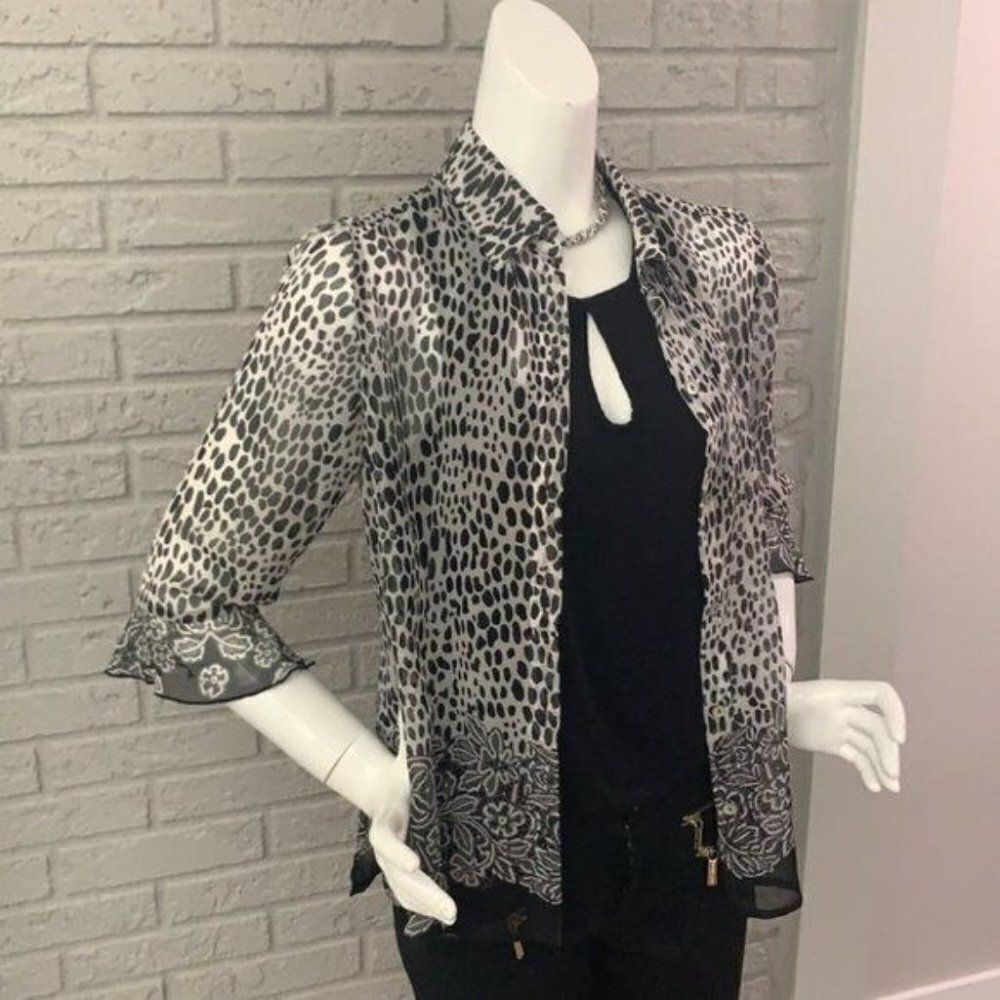 Mj Collection See Through Button Front Blouse Siz… - image 3